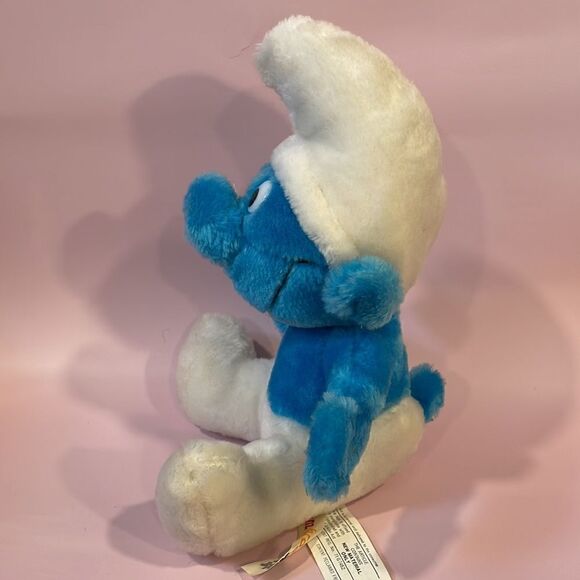 Vintage 1979 Smurf Plush Blue Stuffed Animal Wallace Berrie ganzbros 11” EUD - Picture 3 of 12